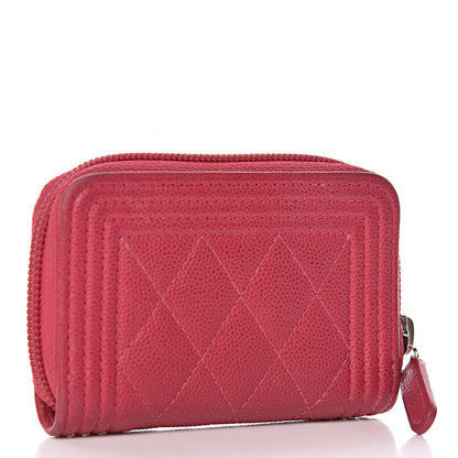 Chanel Caviar Quilted Boy Zip Around Coin Purse Wallet Fuchsia 3 of 12