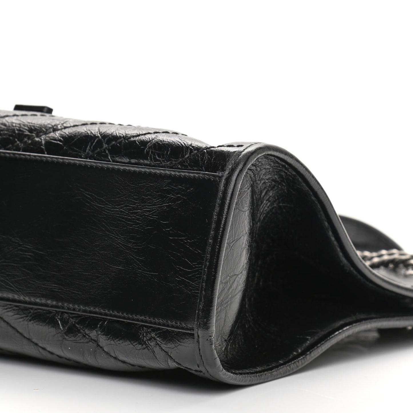 Crinkled Calfskin Matelasse Monogram Medium Niki Shopper Tote Black
