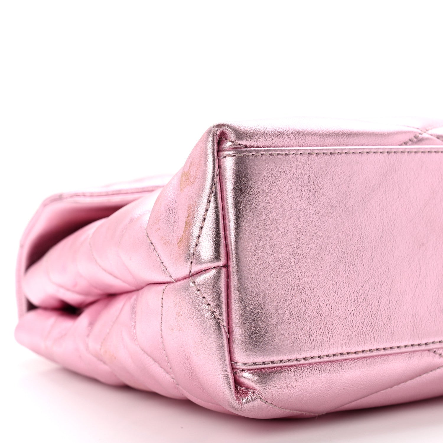 Saint Laurent Metallic Lambskin Quilted Sade Puffer Envelope Clutch Pink 7 of 9
