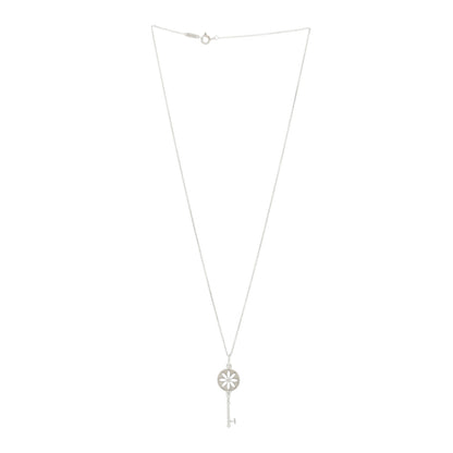 Tiffany Sterling Silver Diamond Small Daisy Key Pendant Necklace 3 of 7