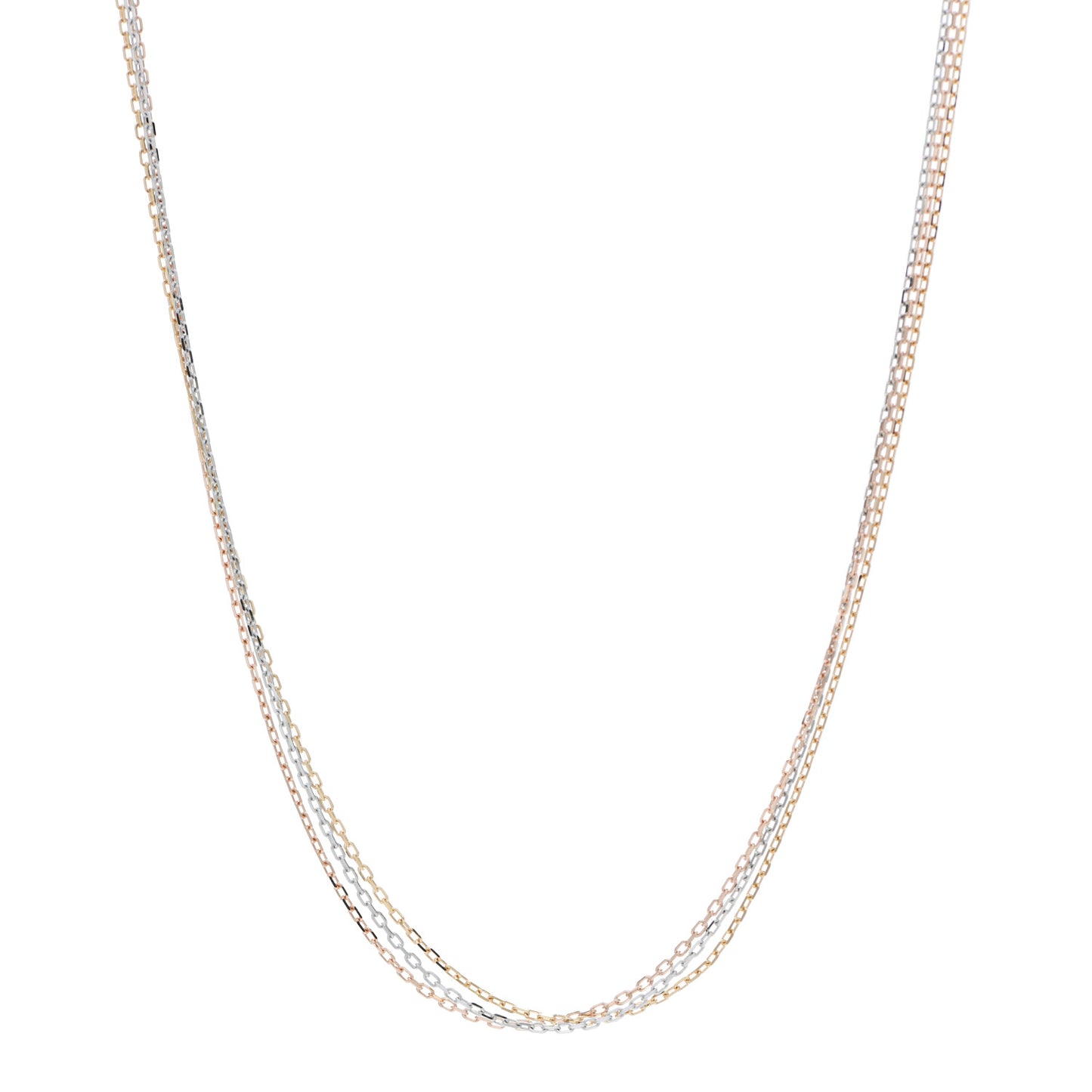 18K Pink Yellow White Gold Three Chain Necklace