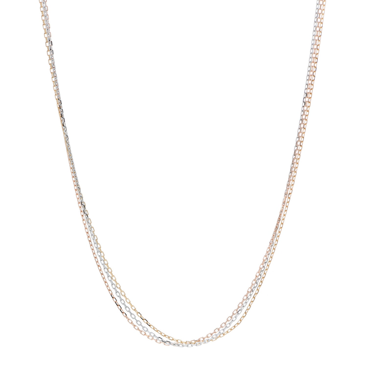 Cartier 18K Pink Yellow White Gold Three Chain Necklace 1 of 5