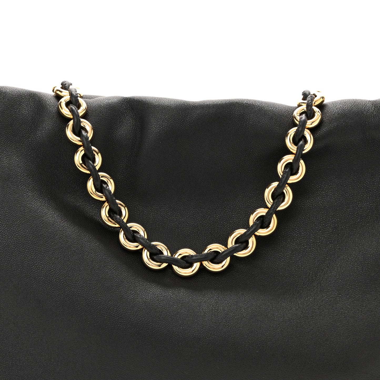 Mellow Nappa Medium Donut Chain Flamenco Knot Clutch Black