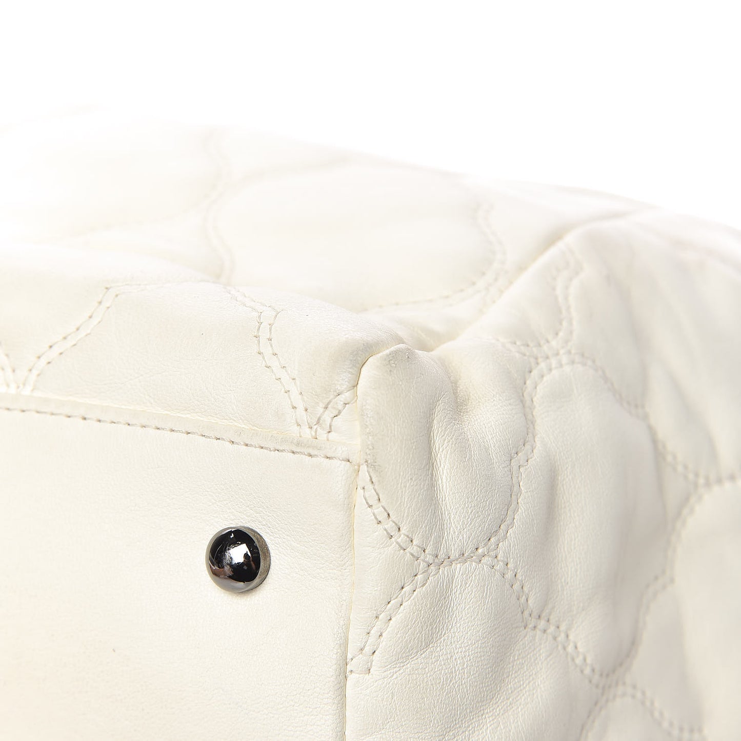 Lambskin Cells Accordion Tote Dark White