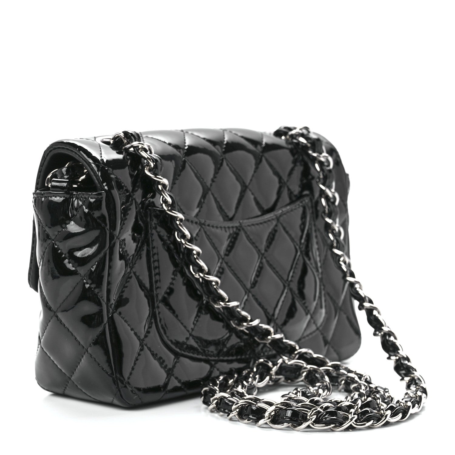 Chanel Patent Calfskin Quilted Mini Rectangular Flap Black 3 of 12