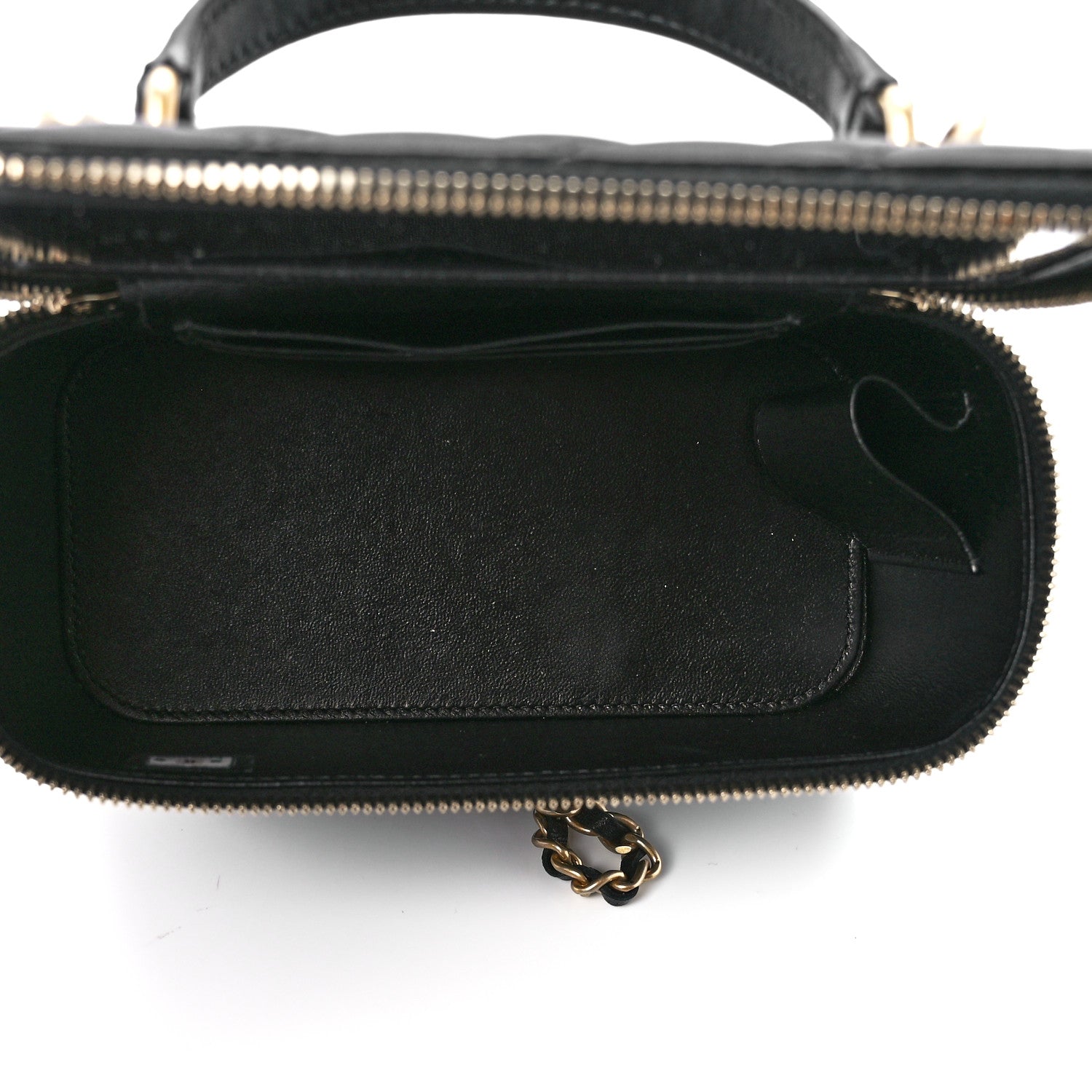 Chanel Lambskin Quilted Metal Small Top Handle Vanity Case With Chain Black 5 of 12