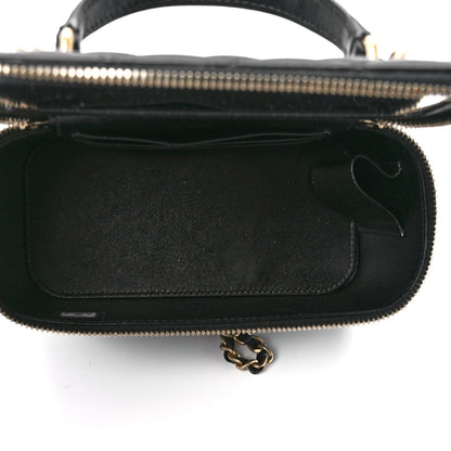Chanel Lambskin Quilted Metal Small Top Handle Vanity Case With Chain Black 5 of 12