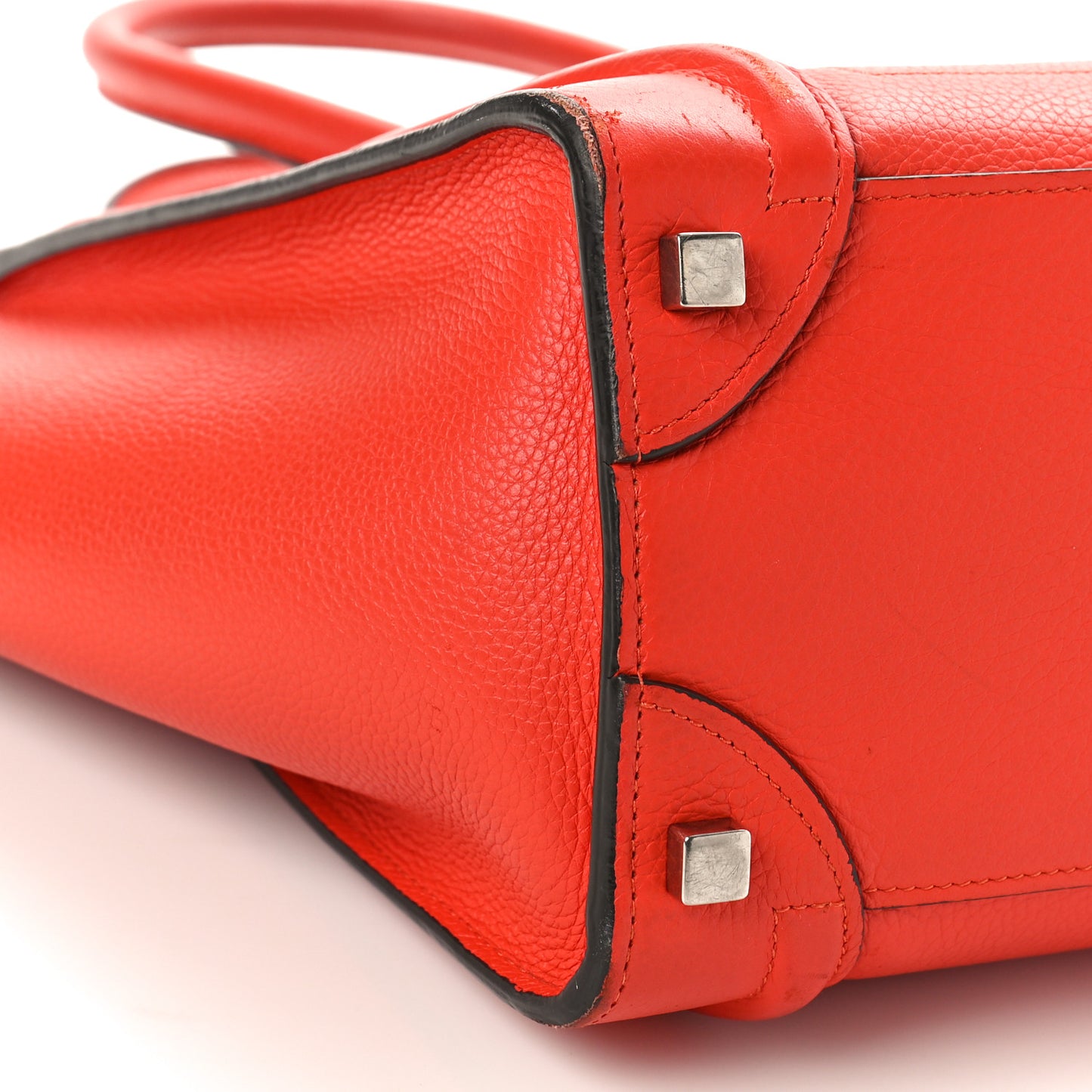 Drummed Calfskin Micro Luggage Vermillion