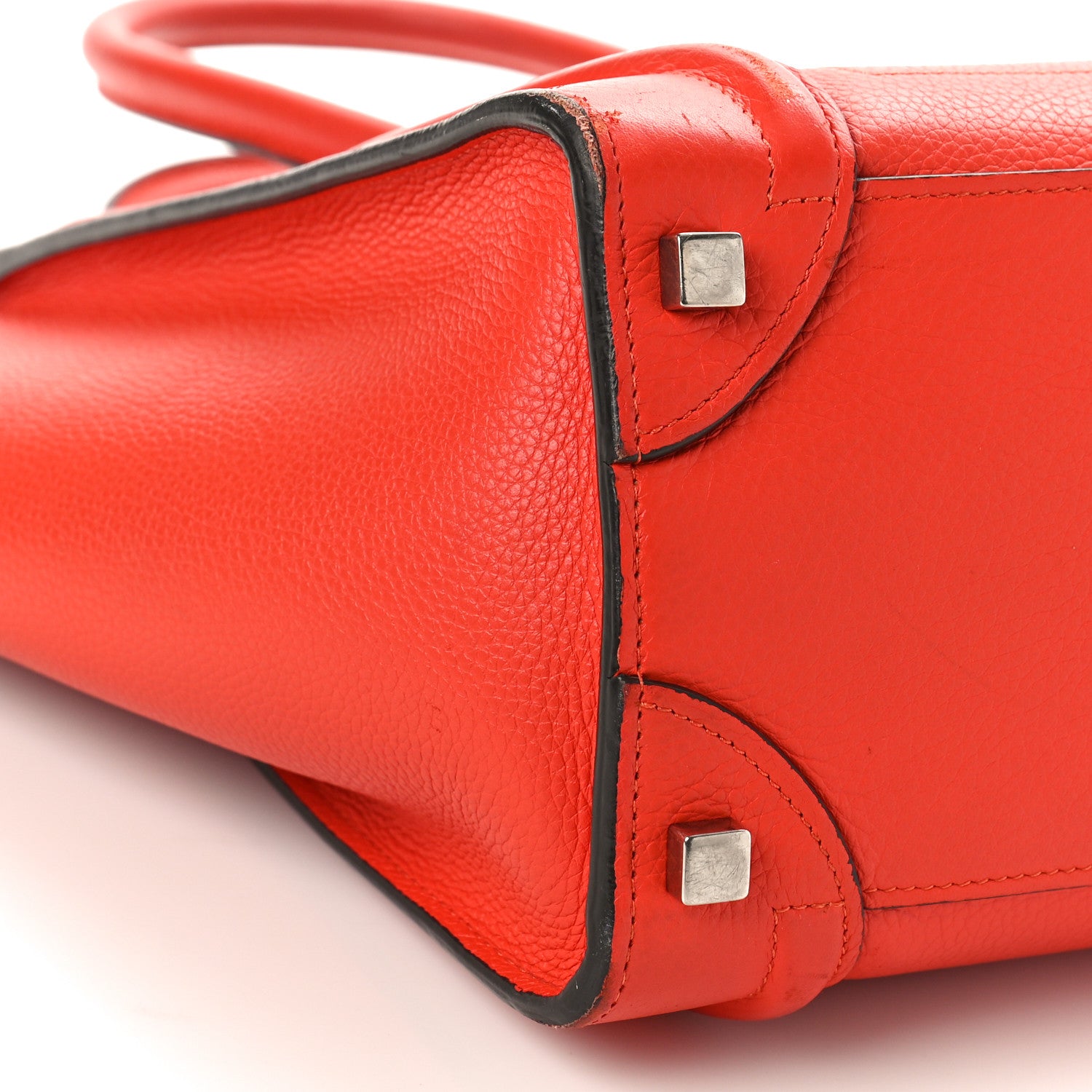 Celine Drummed Calfskin Micro Luggage Vermillion 8 of 11