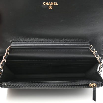 Chanel Lambskin Quilted Studded Wallet On Chain WOC Black 4 of 11