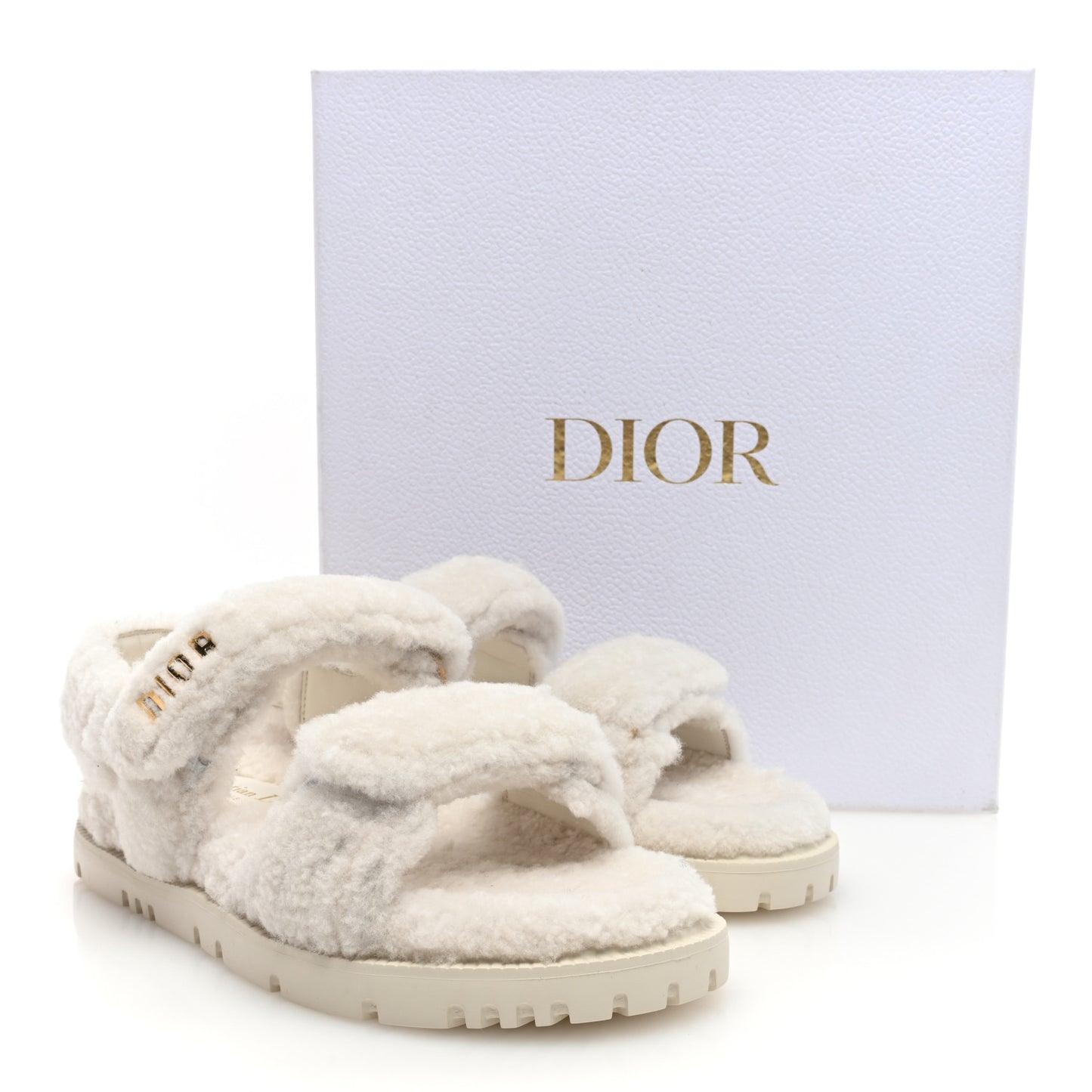 Shearling Dioract 10mm Sandals 39 Off White