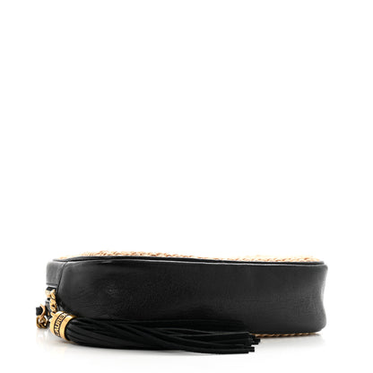 Saint Laurent Raffia Canvas Monogram Mini Lou Camera Bag Beige Black 4 of 13