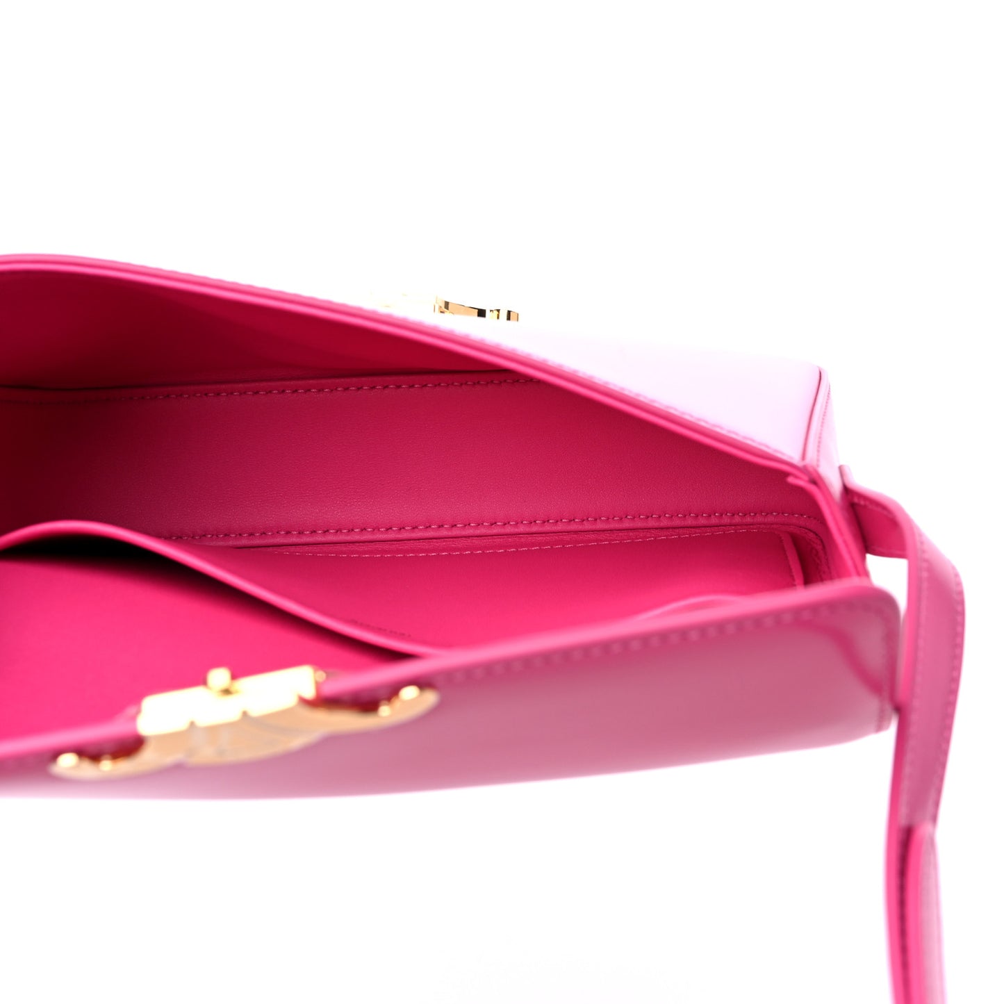 Shiny Calfskin Triomphe Shoulder Bag Fuchsia