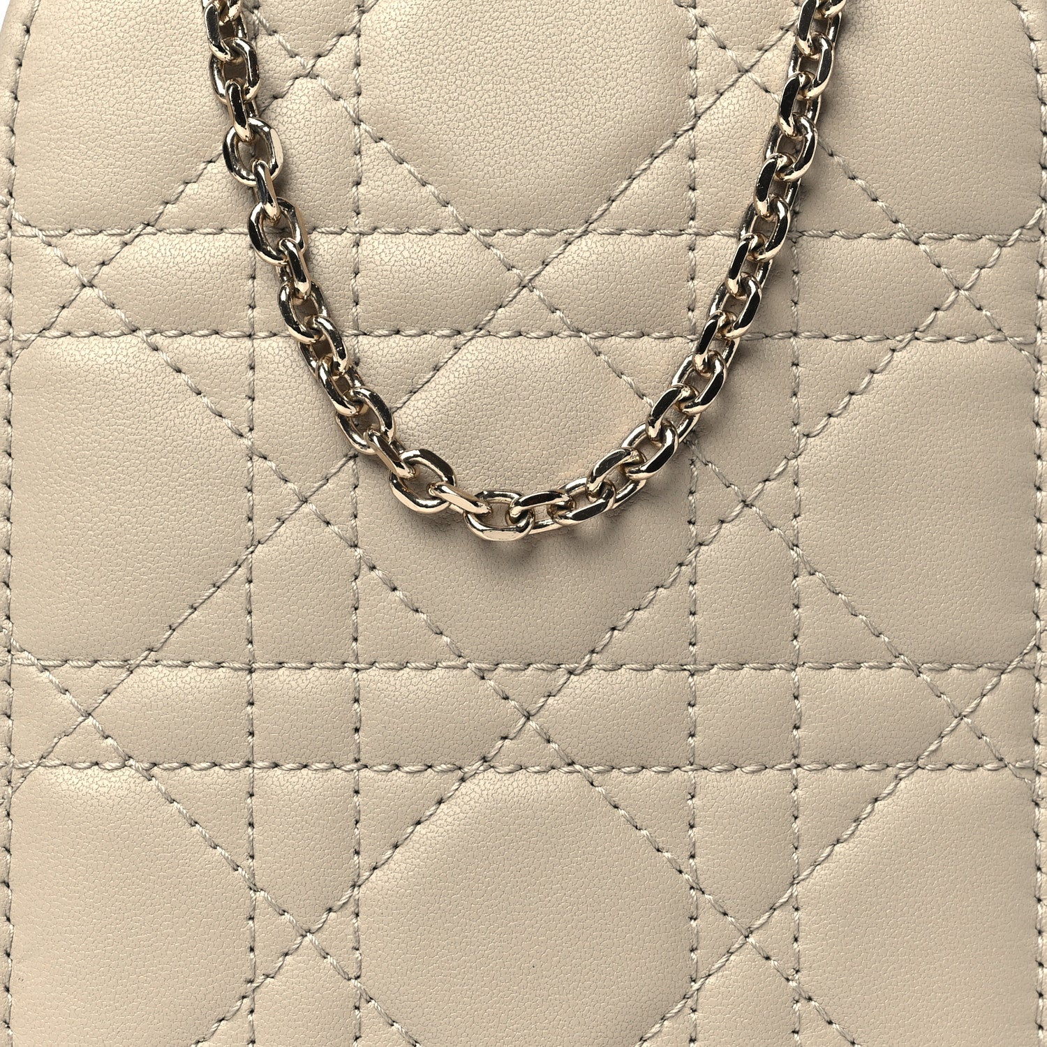 Christian Dior Lambskin Cannage Lady Dior Phone Holder Beige 8 of 10