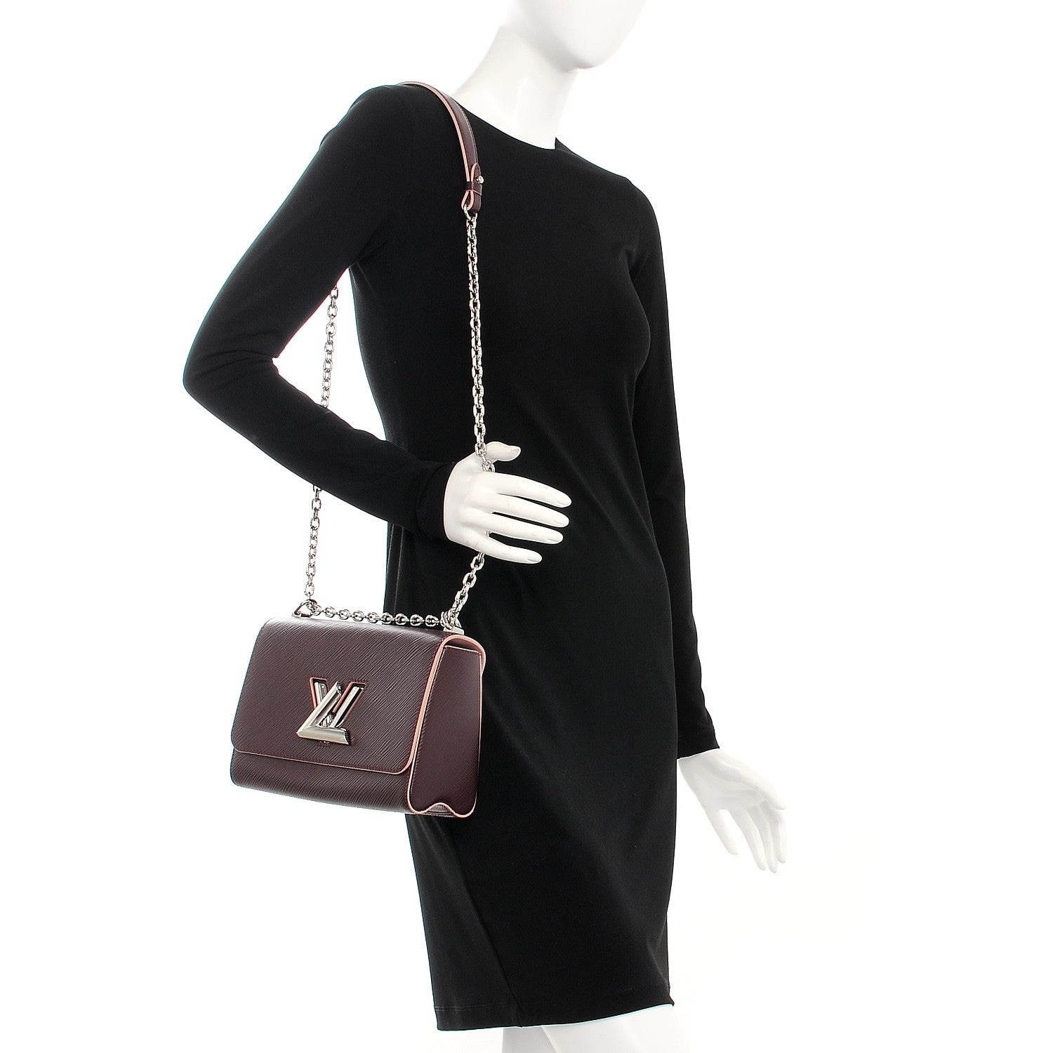 Louis Vuitton Epi Twist Shoulder Bag MM Prune Rose Poudre 2 of 9