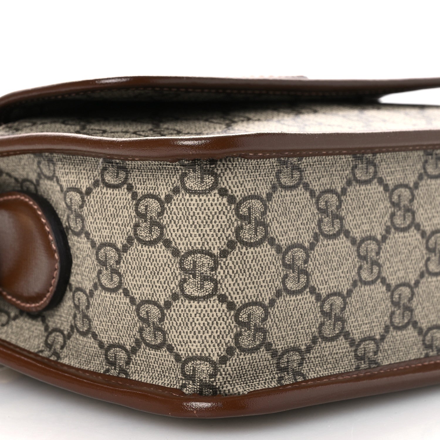Gucci GG Supreme Monogram Azalea Calfskin Retro Interlocking G Wristlet Messenger Bag Beige Ebony Brown Sugar 8 of 10