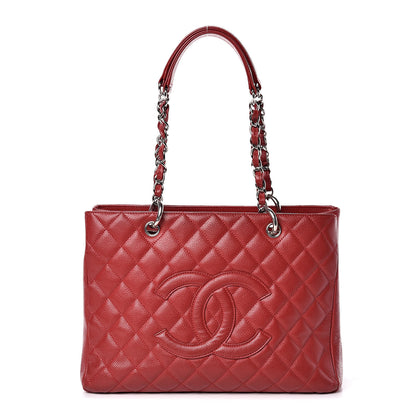 Chanel Caviar Quilted Grand Shopping Tote GST Red 1 of 9
