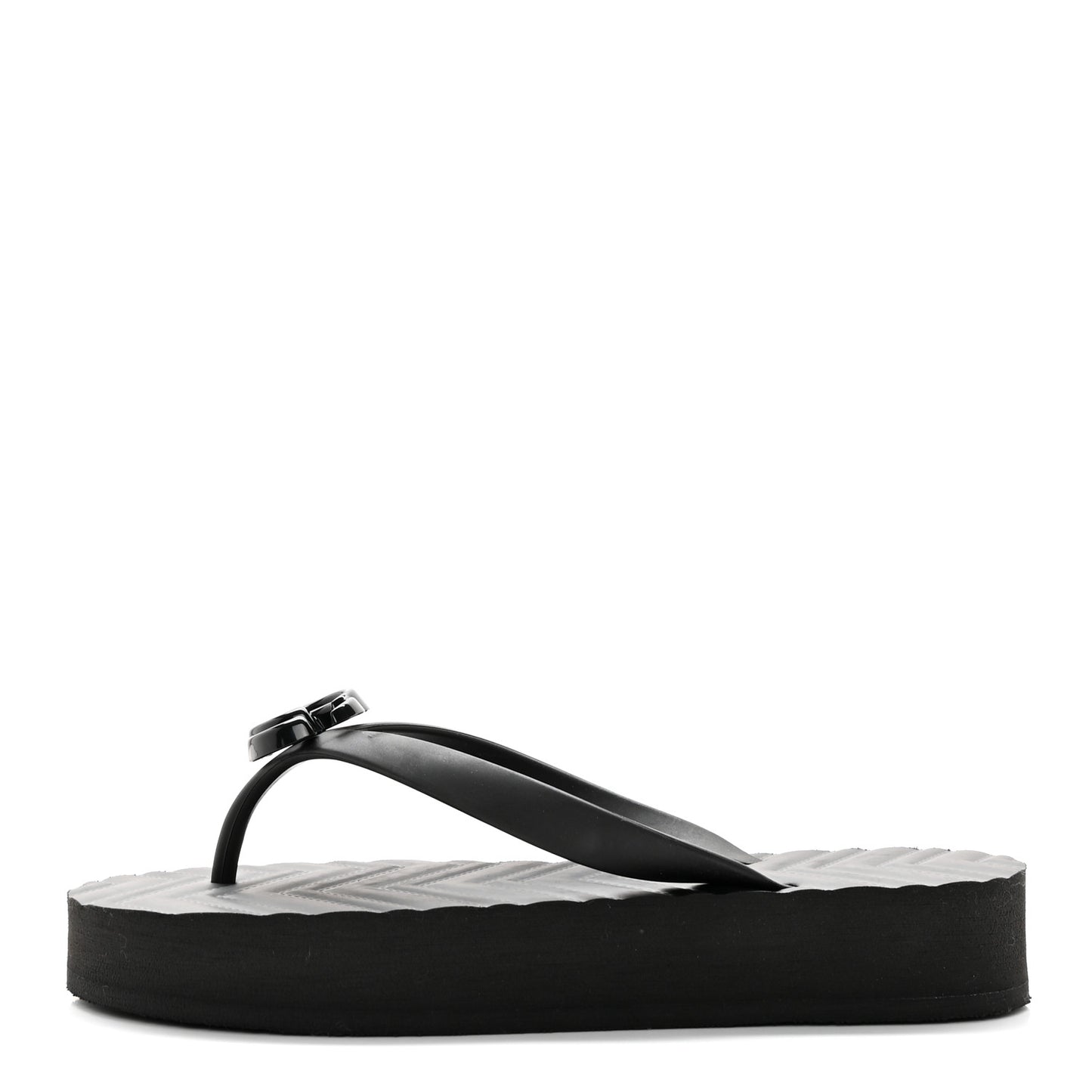 Rubber Chevron Womens GG Thong Sandals 35 Black