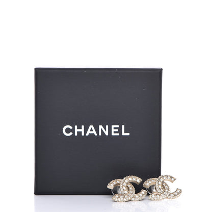 Chanel Crystal CC Earrings Gold 6 of 6