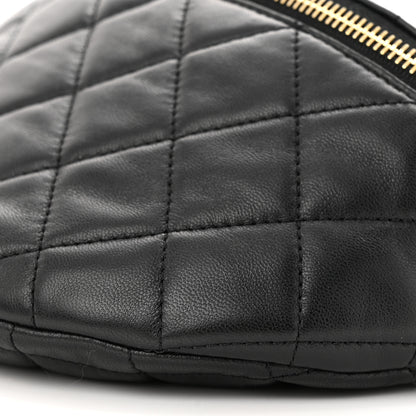 Chanel Lambskin Pearl Quilted CC Belt Bag Black 10 of 10