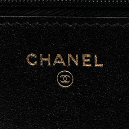 Chanel Tweed Quilted Wallet On Chain WOC Black Ecru White 6 of 12