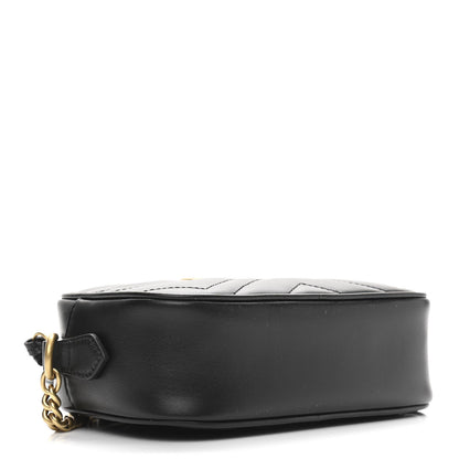 Gucci Calfskin Matelasse Mini GG Marmont Chain Shoulder Bag Black 4 of 10