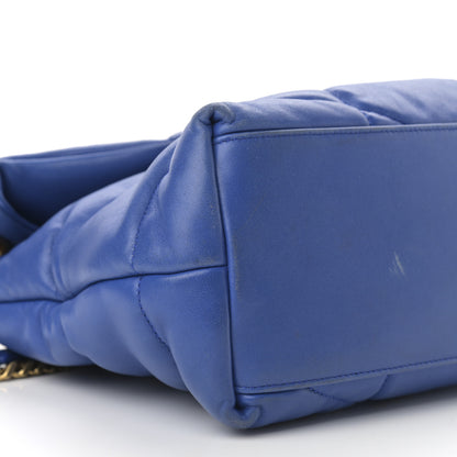 Saint Laurent Lambskin Quilted Medium Loulou Puffer Monogram Chain Satchel Majorele Blue 10 of 13
