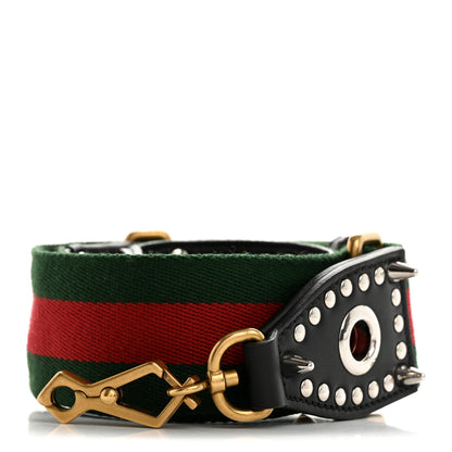 Gucci Canvas Web Studded Wide Shoulder Strap Green Red 1 of 4