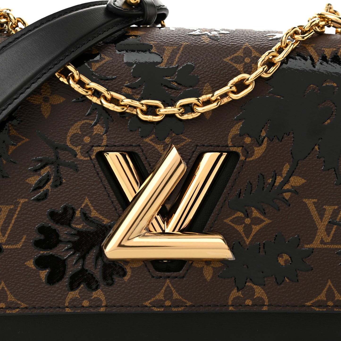 Calfskin Monogram Blossom Twist MM Black