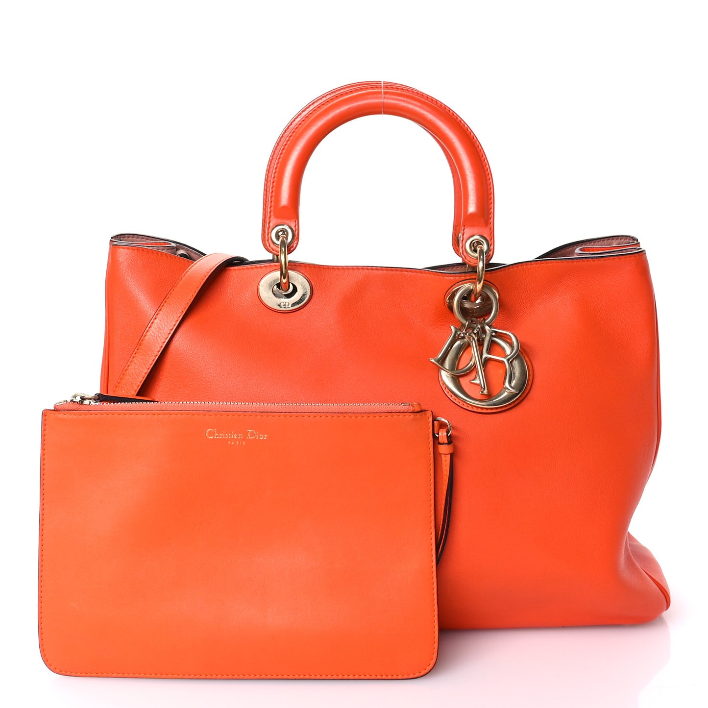 Smooth Calfskin Large Diorissimo Tote Orange