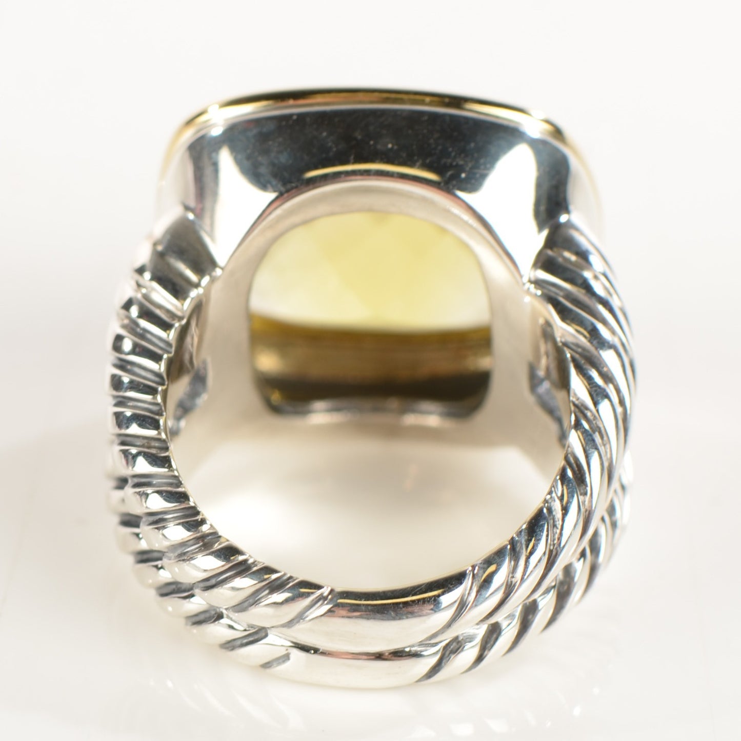 Sterling Silver 18K Yellow Gold Peridot 11mm Albion Ring 52 6