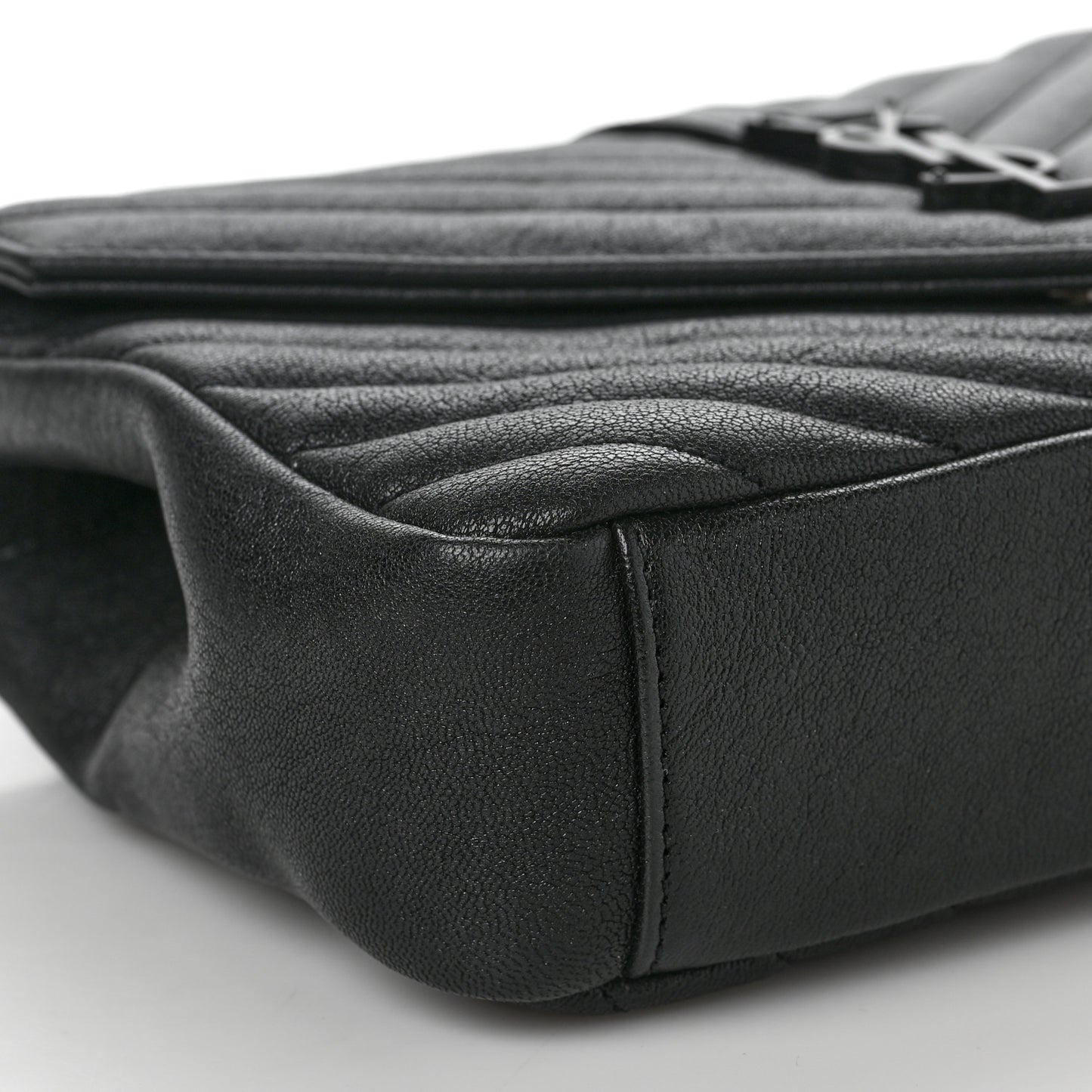 Sheepskin Matelasse Chevron Monogram Monochrome Medium College Bag Black