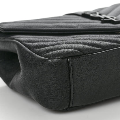 Saint Laurent Sheepskin Matelasse Chevron Monogram Monochrome Medium College Bag Black 7 of 8