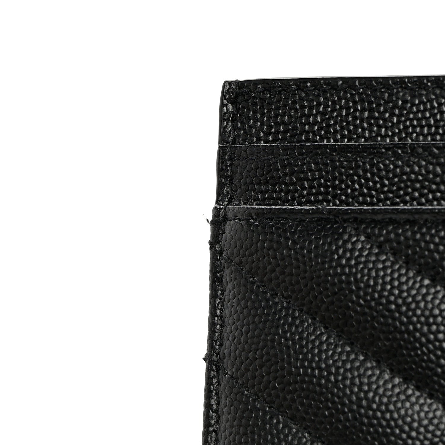 Saint Laurent Grain De Poudre Matelasse Chevron Monogram Credit Card Case Black 9 of 10
