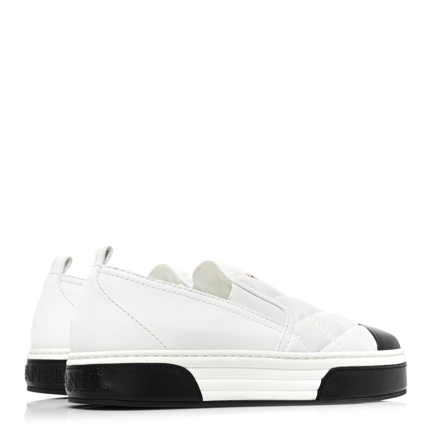 Lambskin Quilted Womens CC Stroll Sneakers 38 White