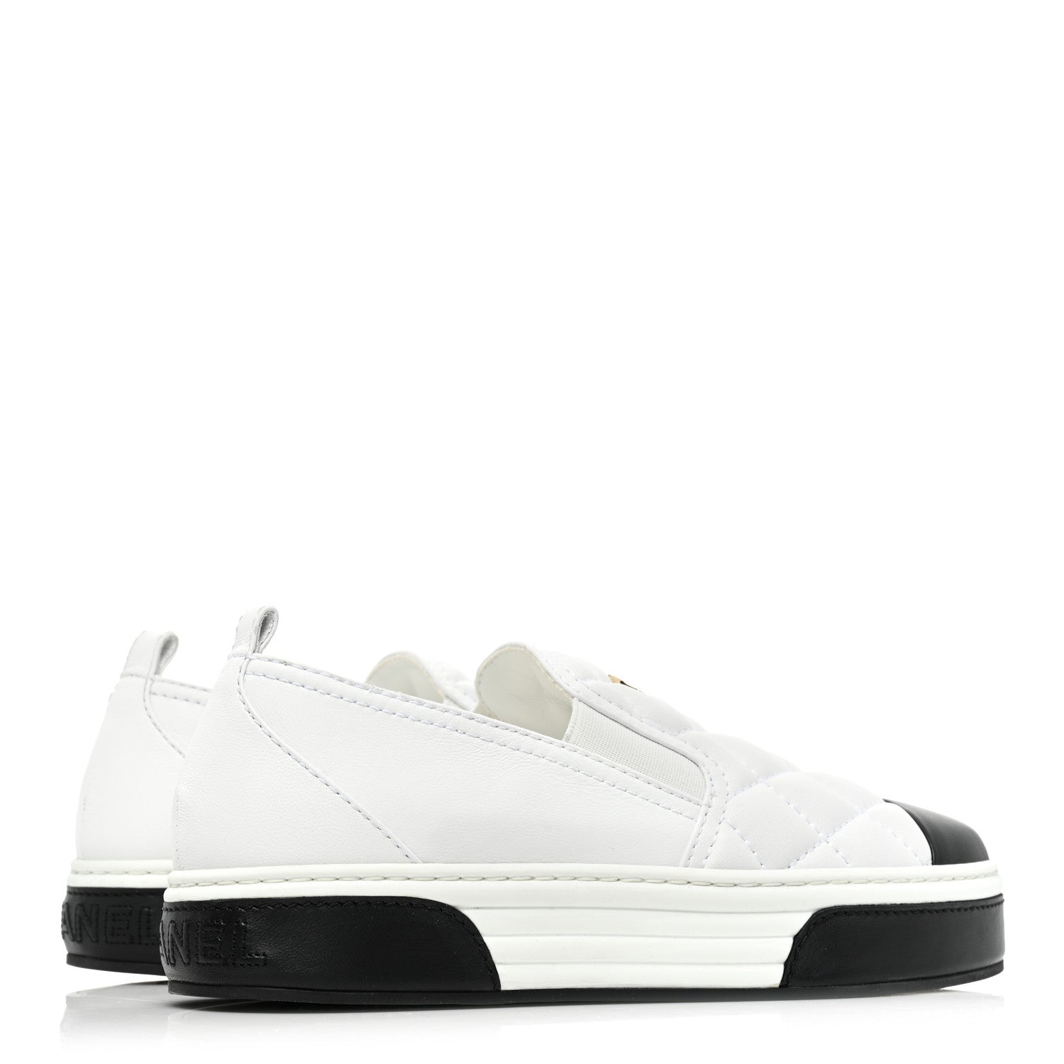 Chanel Lambskin Quilted Womens CC Stroll Sneakers 38 White 5 of 9