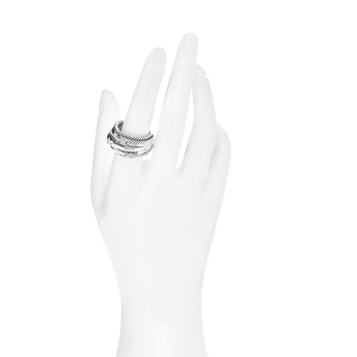 Sterling Silver Diamond Triple X Crossover Ring 57 8