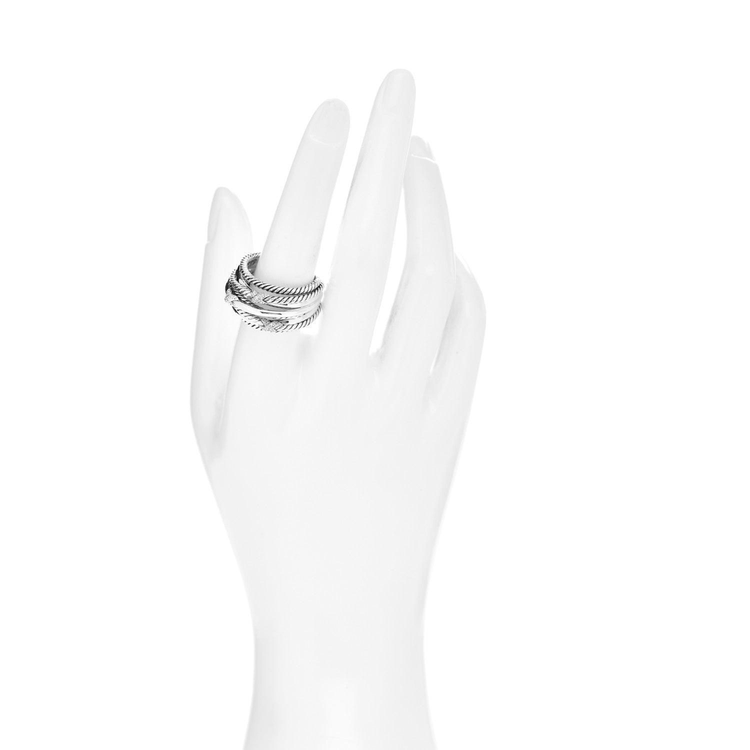 David Yurman Sterling Silver Diamond Triple X Crossover Ring 57 8 2 of 5