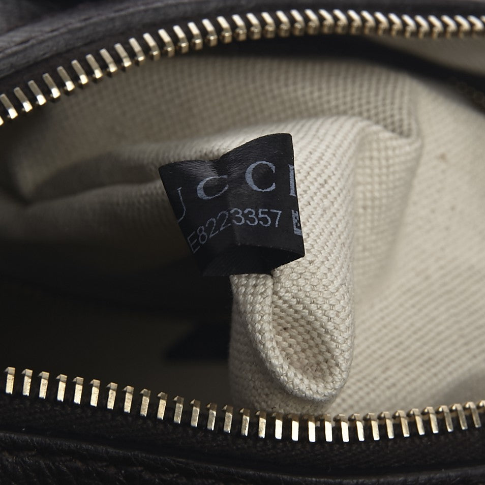 Calfskin Vintage Web Medium Boston Dark Brown