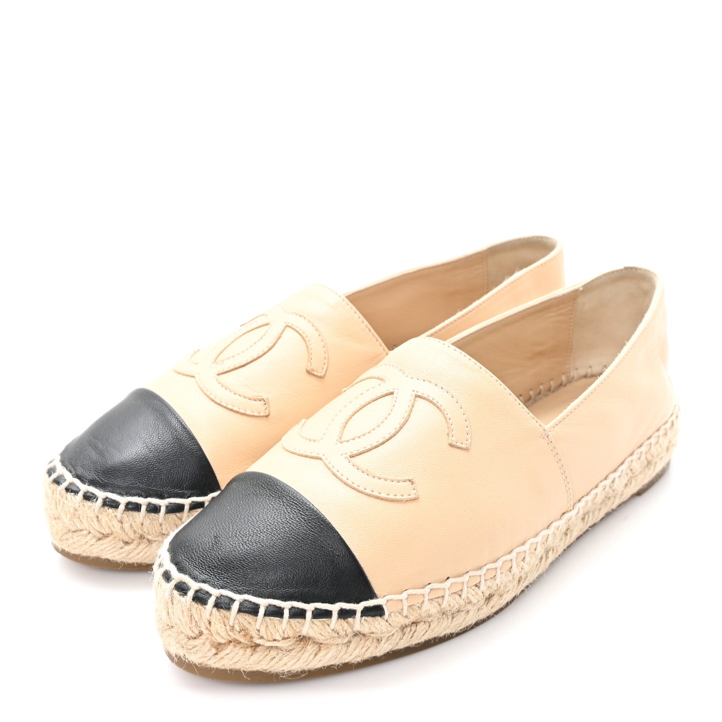 Lambskin CC Espadrilles 36 Beige Black