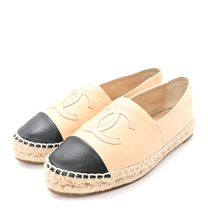 Chanel Lambskin CC Espadrilles 36 Beige Black 4 of 11