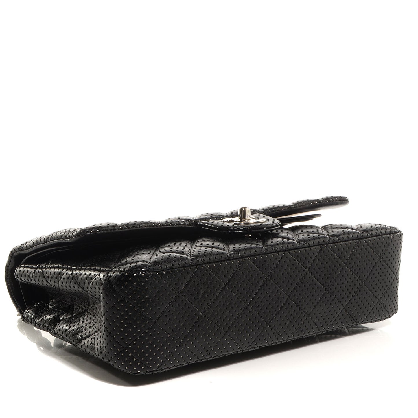 Lambskin Perforated Medium Double Flap Black