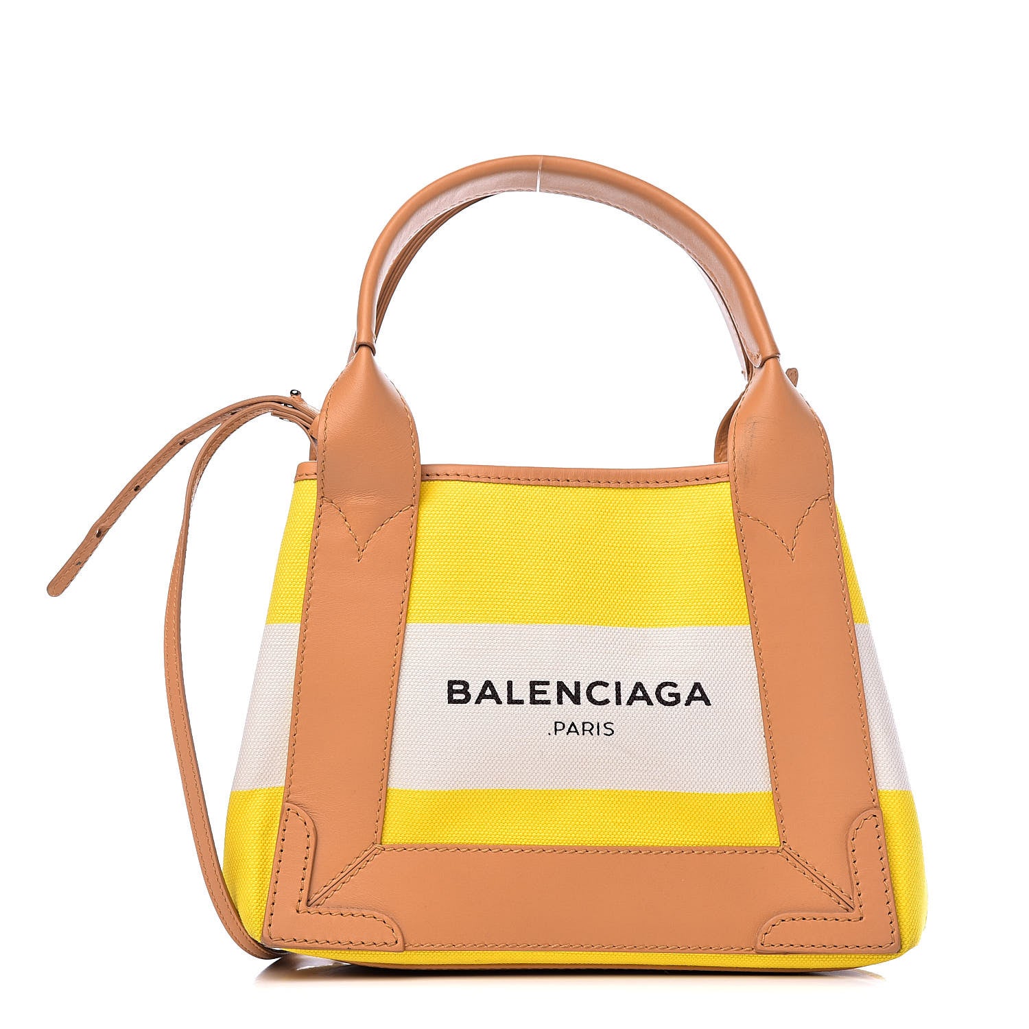 Balenciaga Cotton Canvas Calfskin Navy Cabas XS Yellow 3 of 14