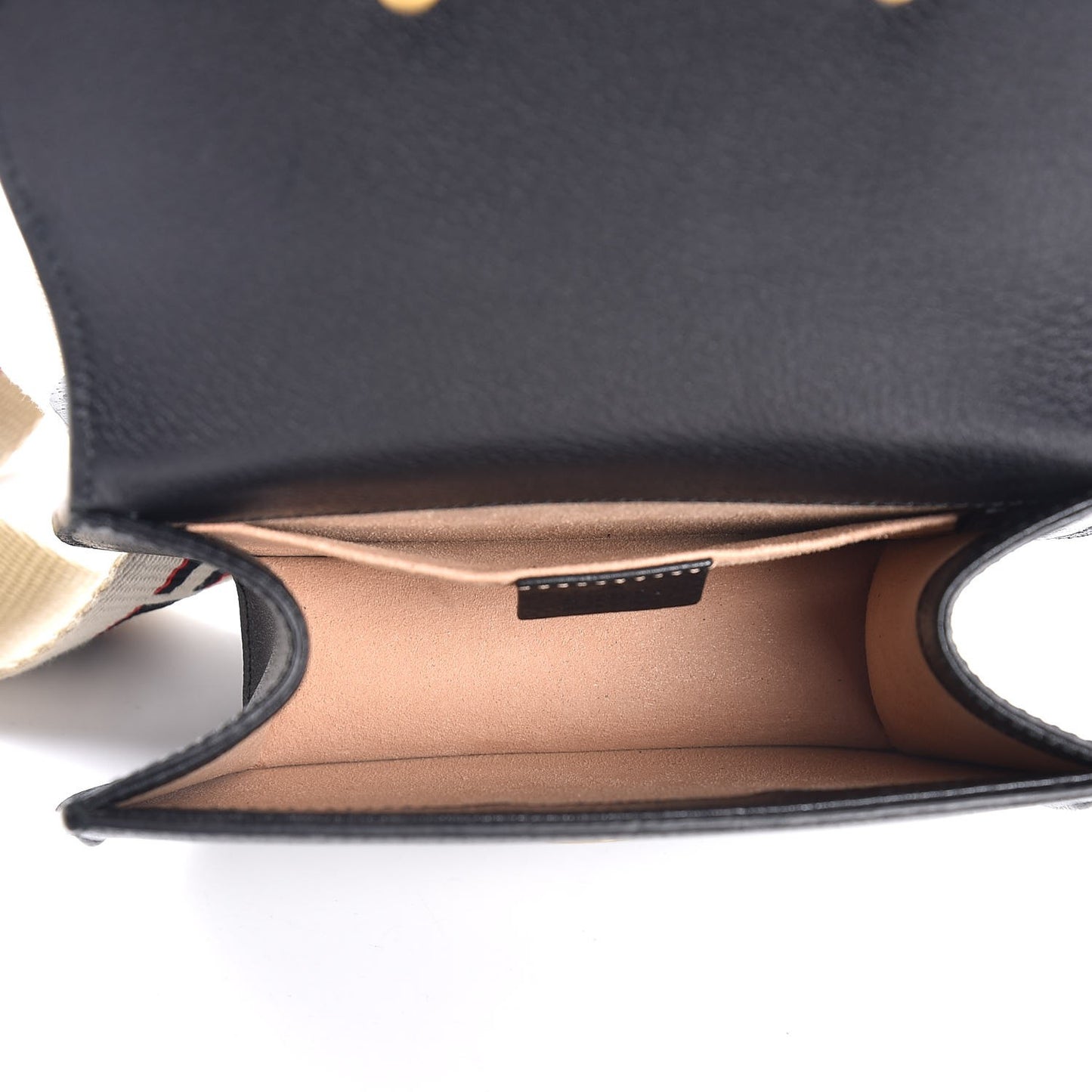 Calfskin Web Crystal Butterfly Stripe Small Totem Shoulder Bag Black