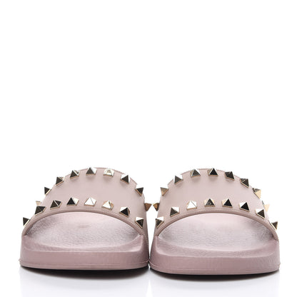 Valentino Garavani Rubber Rockstud Slide Sandals 36 Poudre 2 of 9