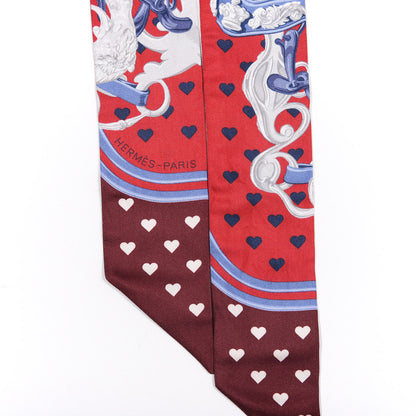 Hermes Silk Brides de Gala Love Twilly Rouge Bleu Bordeaux 4 of 4