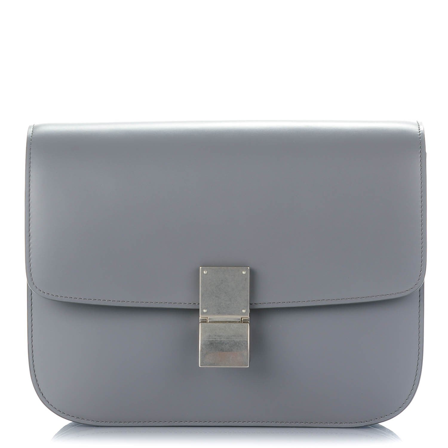 Celine Smooth Calfskin Medium Classic Box Flap Bag Storm 1 of 8