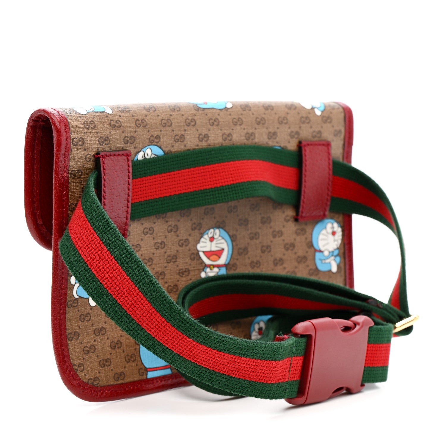 Gucci X DORAEMON Mini Vintage GG Supreme Monogram Web Slim Belt Bag Beige Cherry Red 3 of 11
