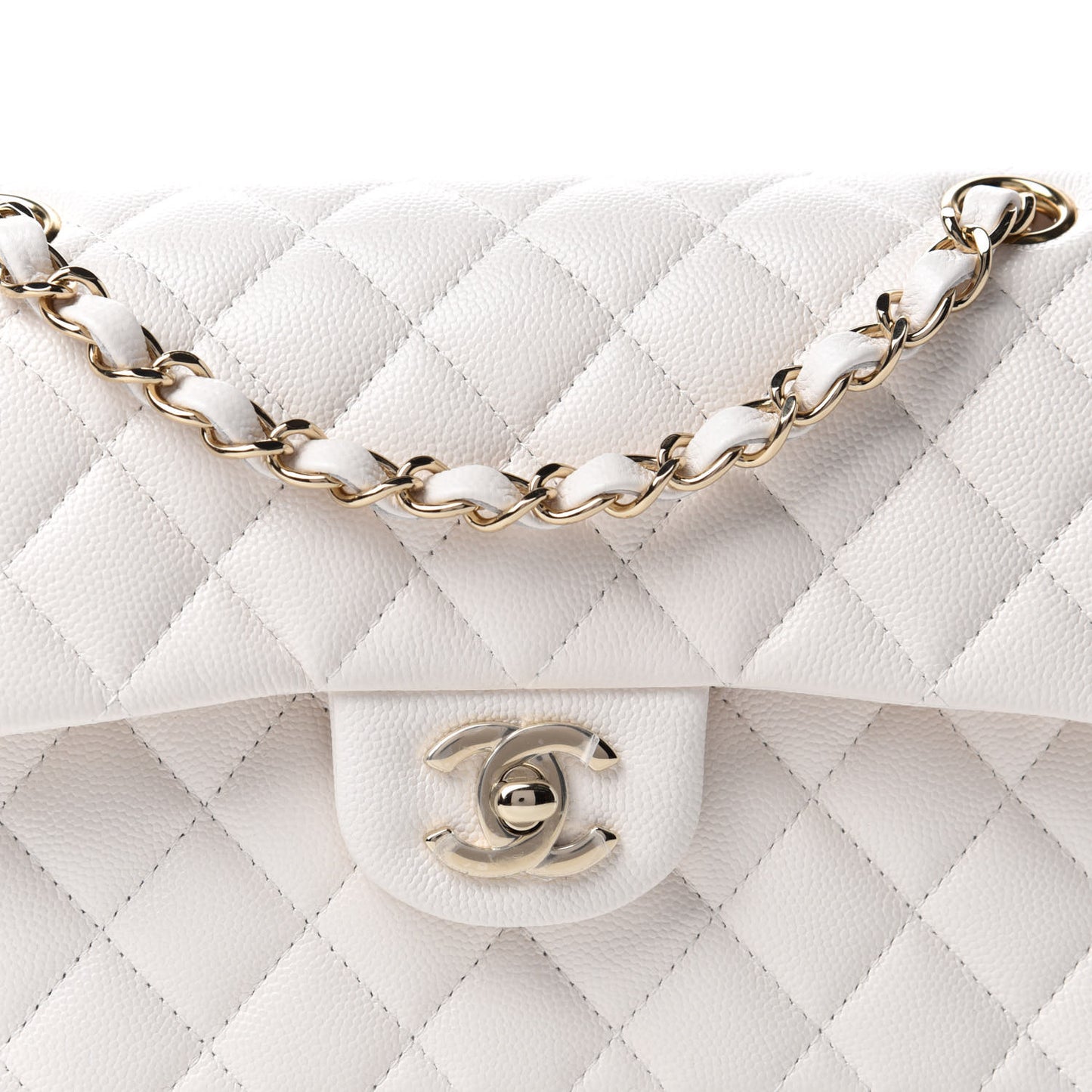 Caviar Quilted Small Double Flap White