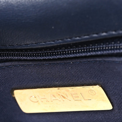 Chanel Goatskin Quilted Medium Chanel 19 Flap Navy Blue 5 of 9